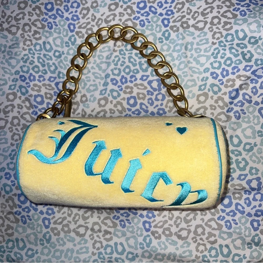 Vintage Rare Yellow Juicy Couture Purse Barrel Bag Handbag Y2K Terry Cloth - Picture 1 of 9